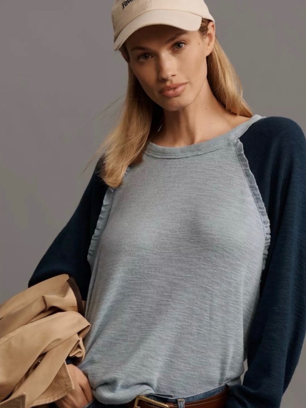 Pilcro Ruffled Raglen Thermal Top
